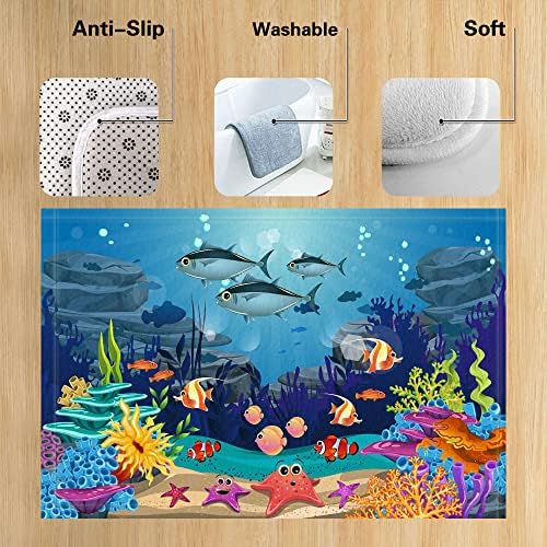 JAWO Ocean Fish Bath Rug for Kids 16x24 Inches