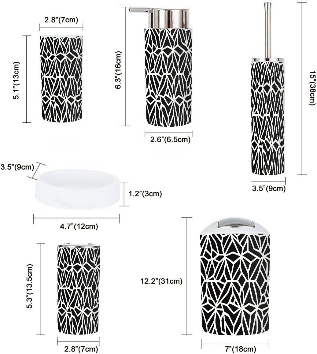 Boho Bathroom Accessory Set 6 Piece Modern Design