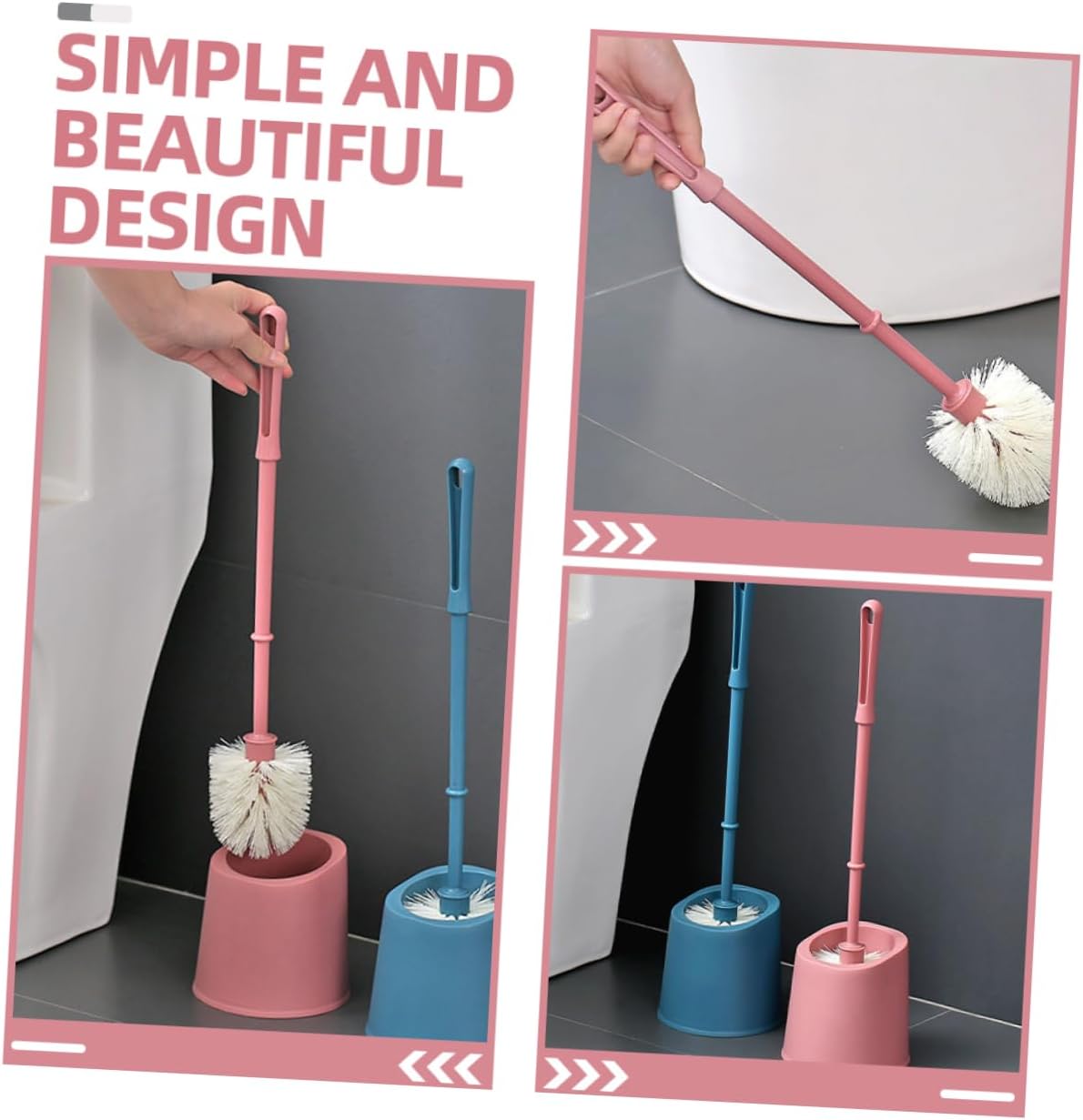 Beavorty 1set Bathroom Brush Cleaning Tool Holder with Long Handle Soft Bristle