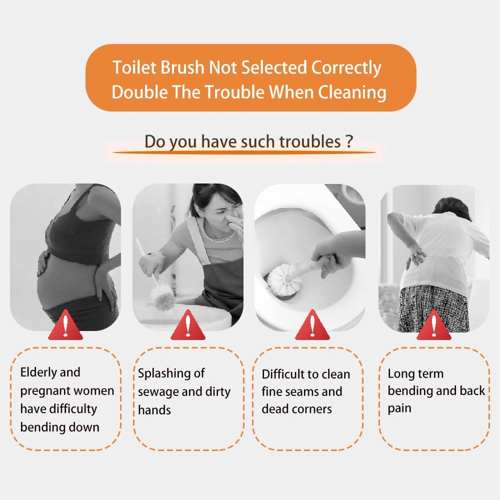 Tuoweier Long Handle Toilet Brush Set with Holder and 2 Brush Heads