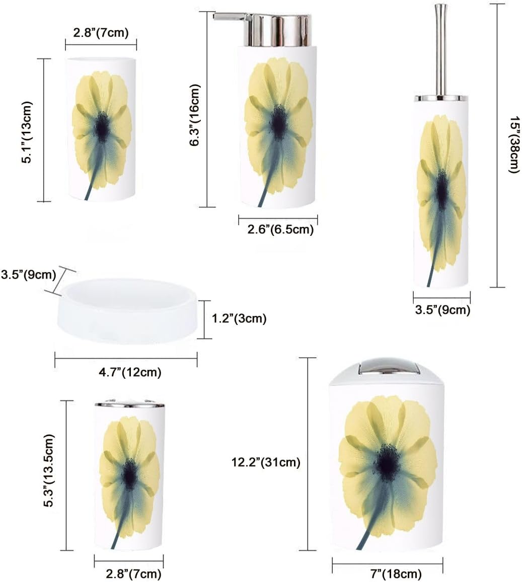 Boho Yellow Flower 6-Piece Bathroom Accessory Set