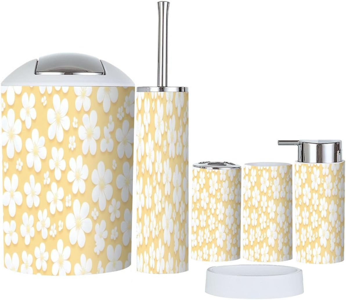Boho Retro Flower Bathroom Accessory Set 6 Piece