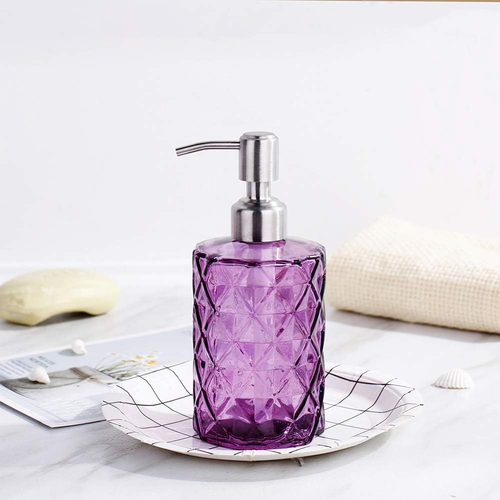 YunNasi Purple Soap Dispenser with Stainless Steel Pump
