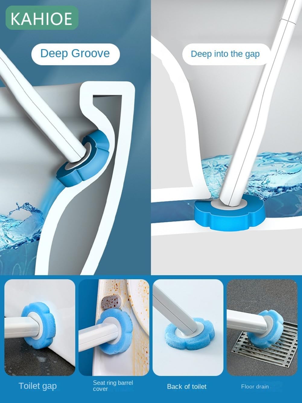 KAHIOE Automatic Toilet Brush with 24PCS Refills and Holder