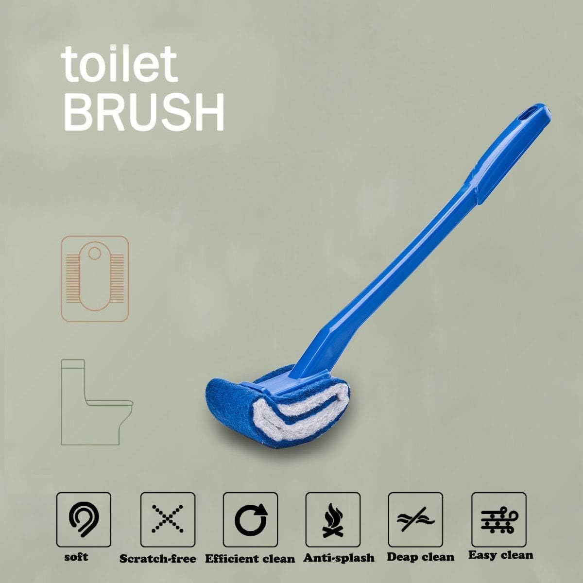 JWCE Toilet Brush 2pc Blue Scratch-Free Deep Cleaning
