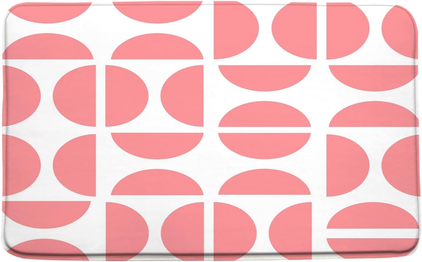 JWJAMM Pink Retro 50s Bath Mat Memory Foam 16x24 Inch