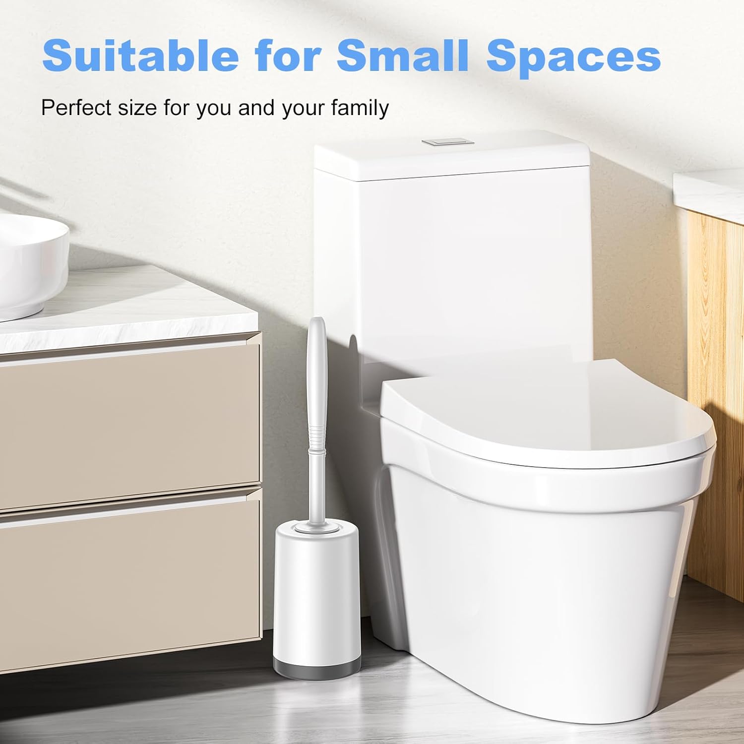 HAMITOR Toilet Brush Holder Set - 2 Pack Modern White Design