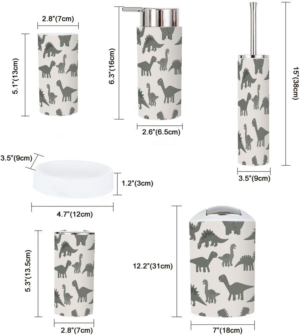 Boho Dinosaur Bathroom Accessory Set 6 Piece 1