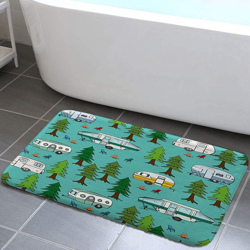 JAWO Happy Camper Bath Mat 16x24 Non-Slip