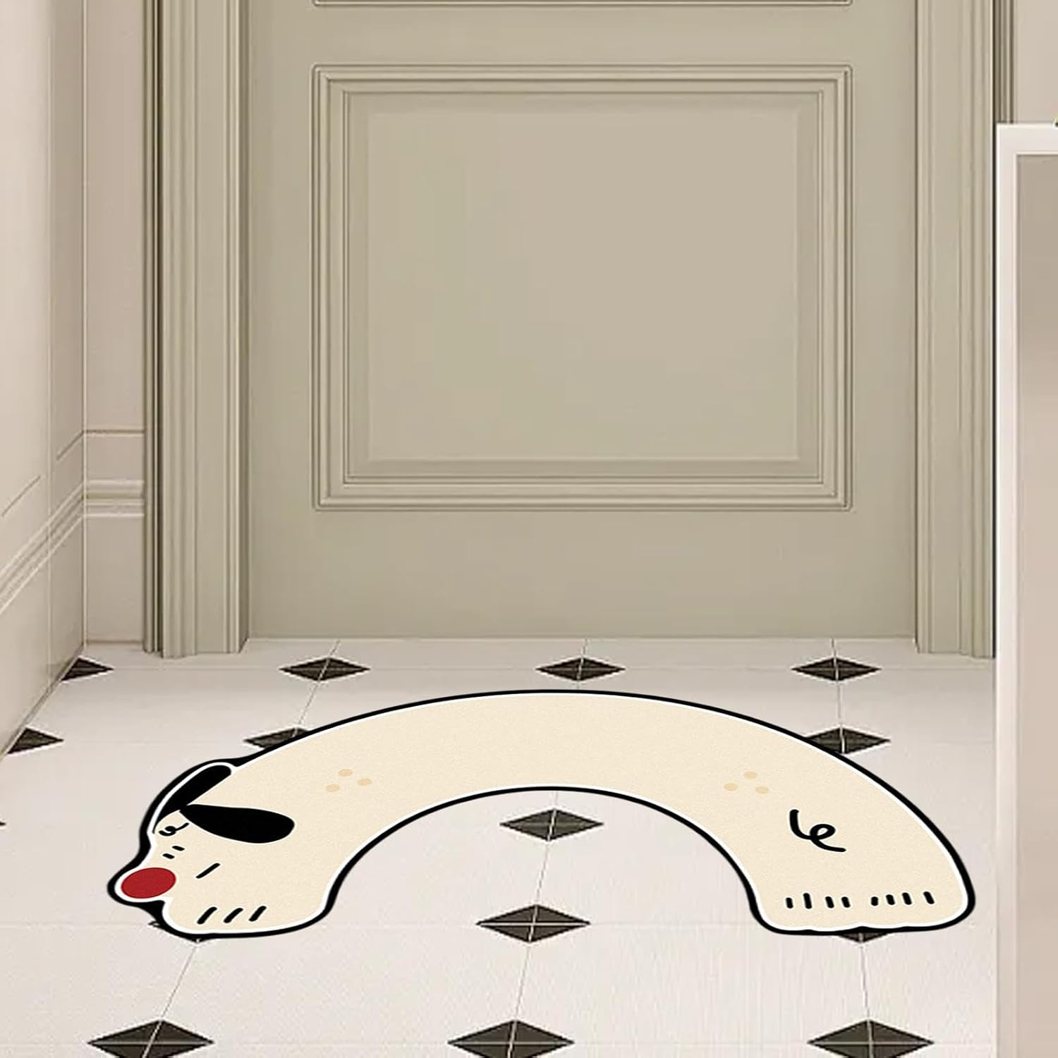 Water Absorption U-Shaped Bath Mat with Cute Dachshund Pattern