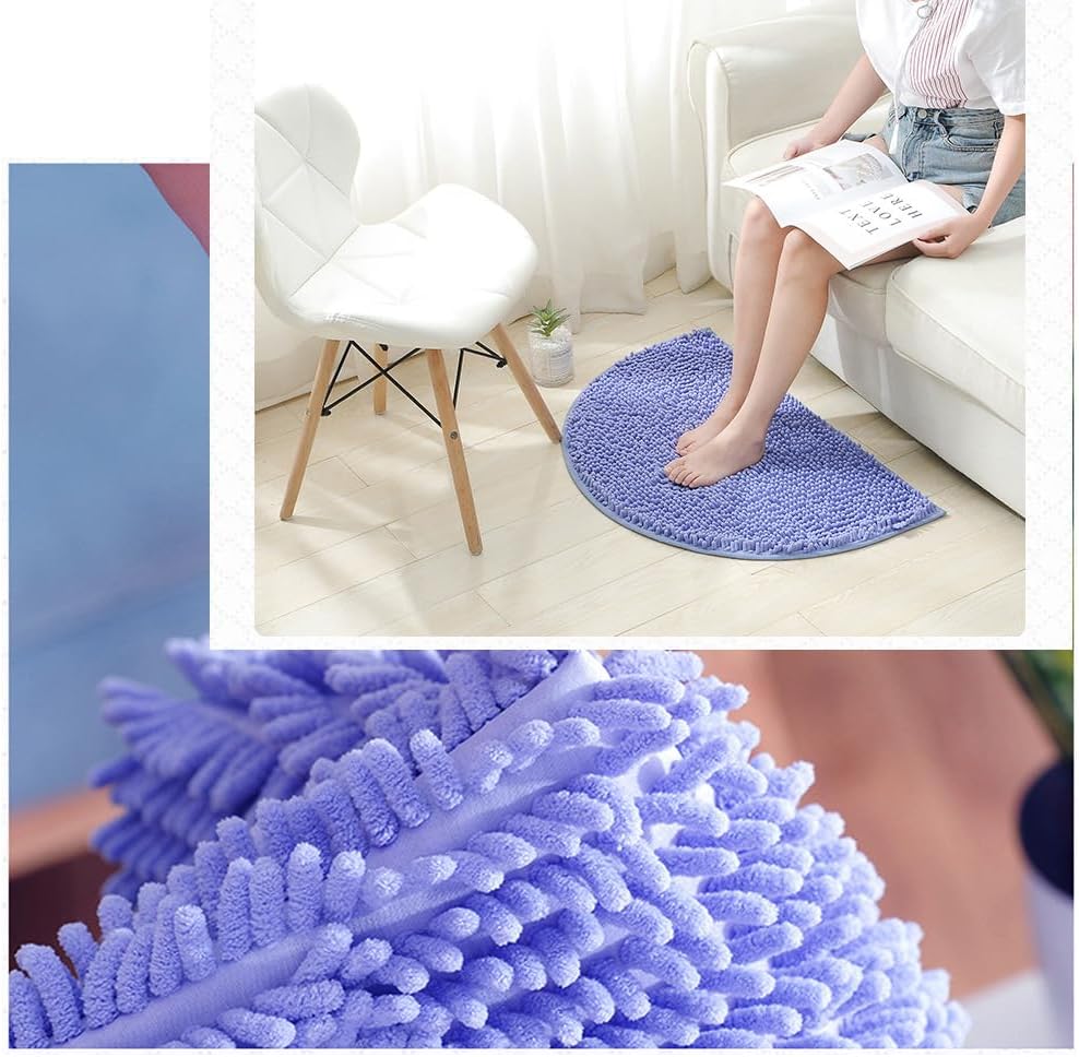 ZuTKekon Half Round Bath Rug Thick Chenille Non-Slip Mat