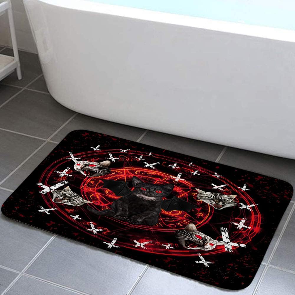 JAWO Red Cat Bath Mat with Non-Slip Bottom