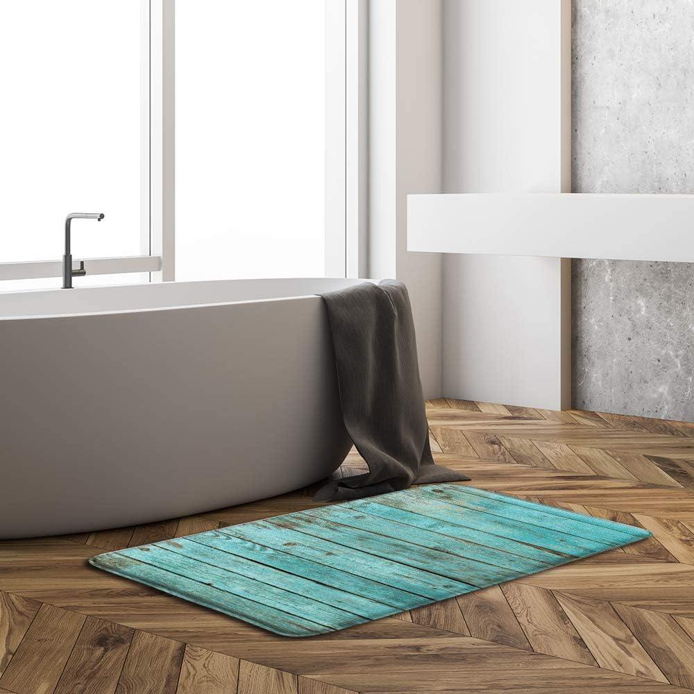 BOYIAN 16x24 Inch Rustic Wooden Bath Mat Non Slip