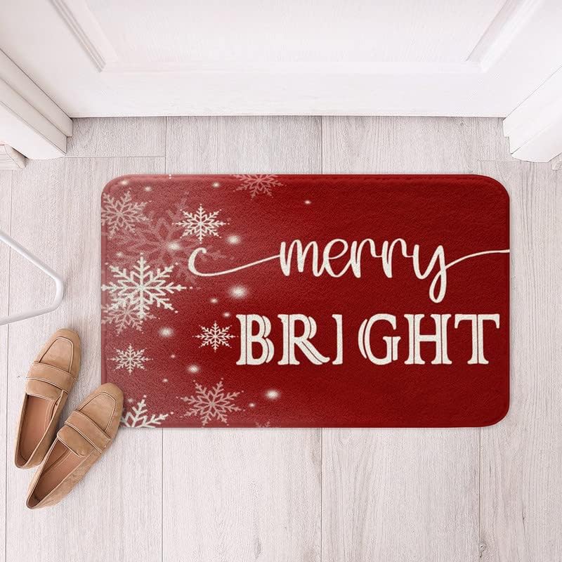 Christmas Theme Bath Mat Snowflake Pattern 16x24In