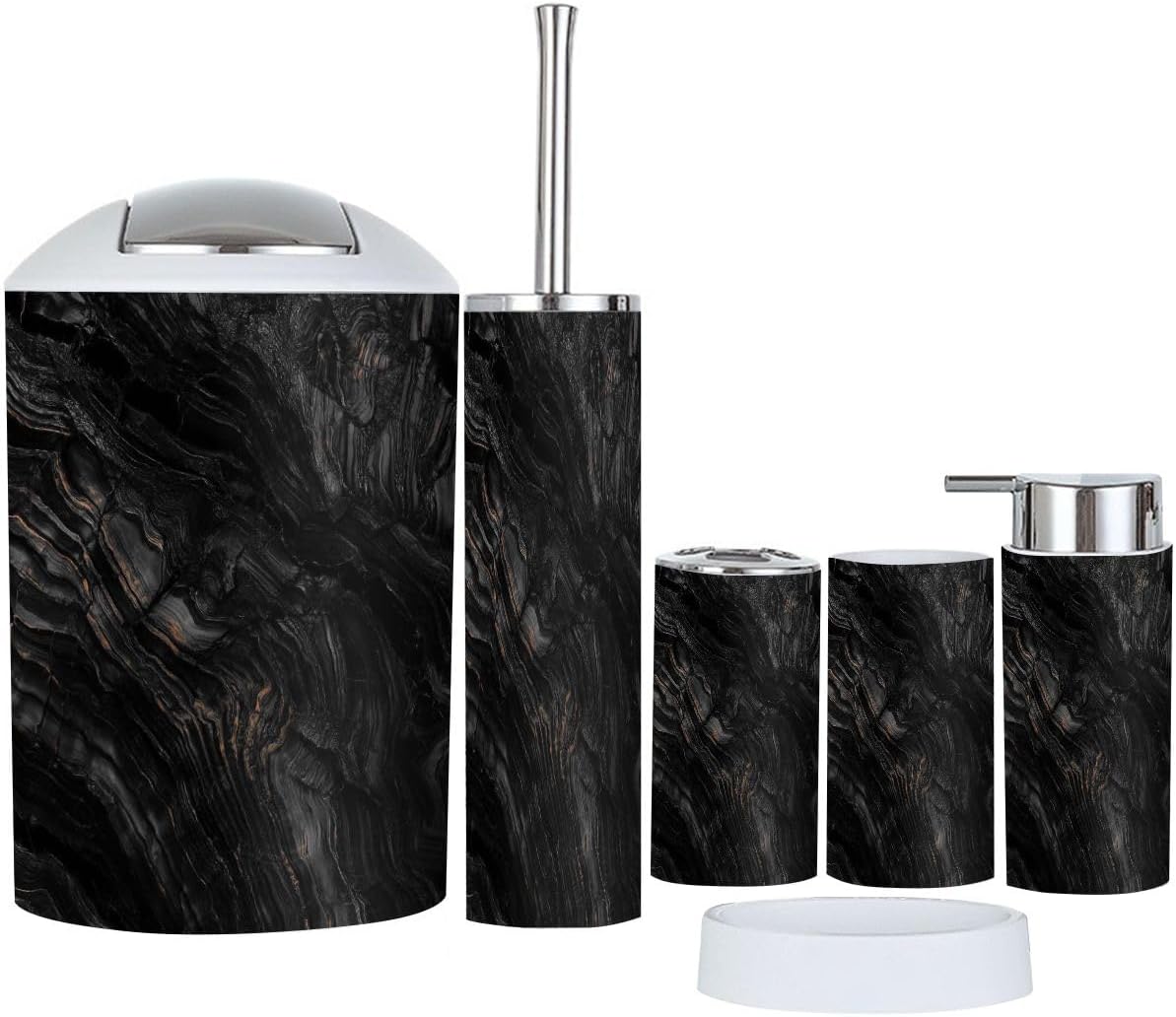 Boho Basalt Bathroom Accessory Set of 6