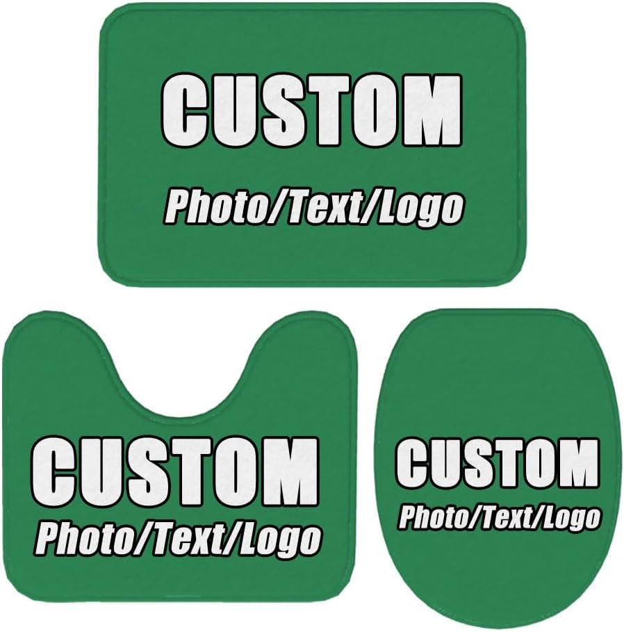 Custom Bath Mat Set 3 Pieces Seagreen Non-Slip Rugs