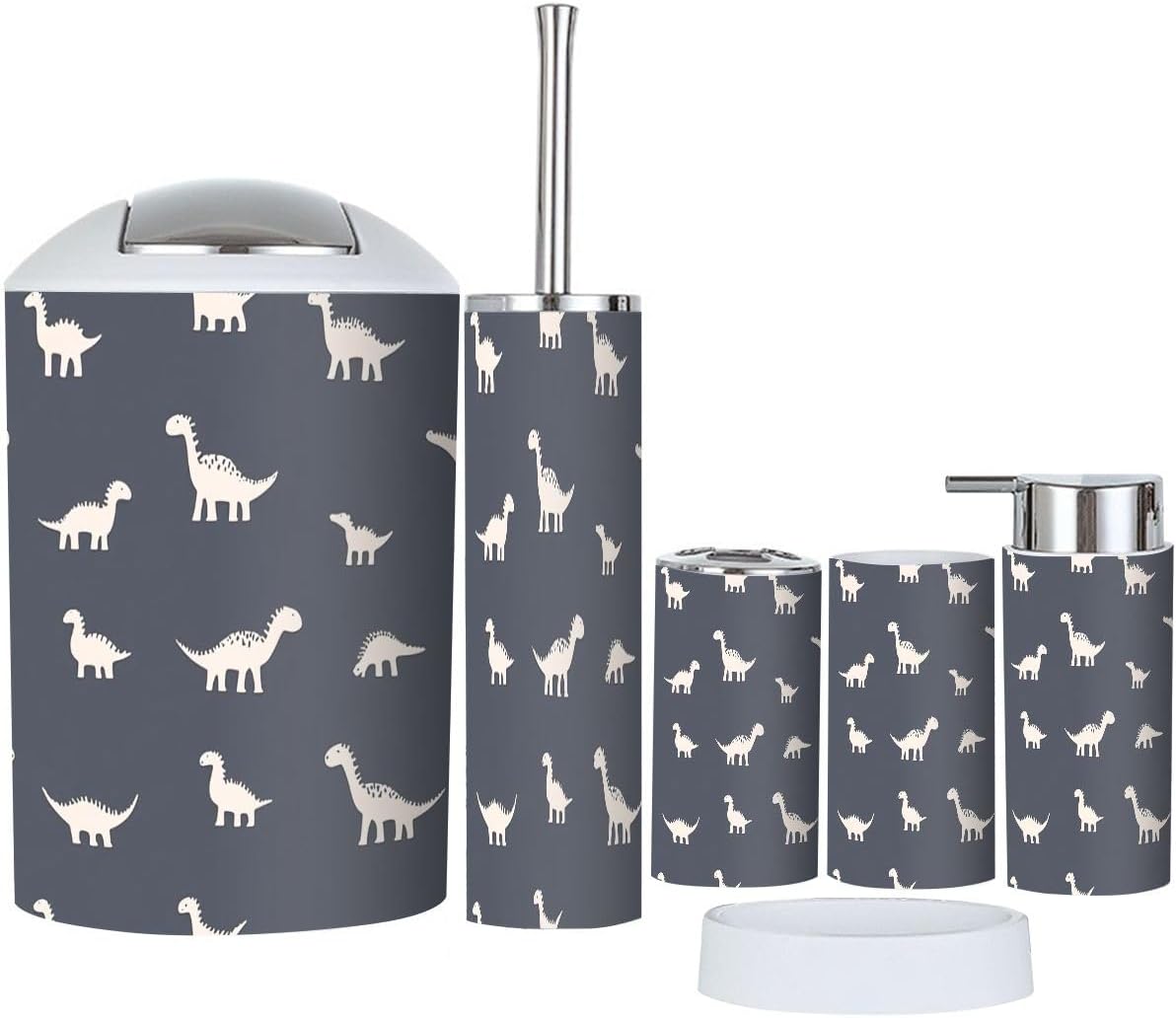 Boho Dinosaur Bathroom 6-Piece Accessory Set