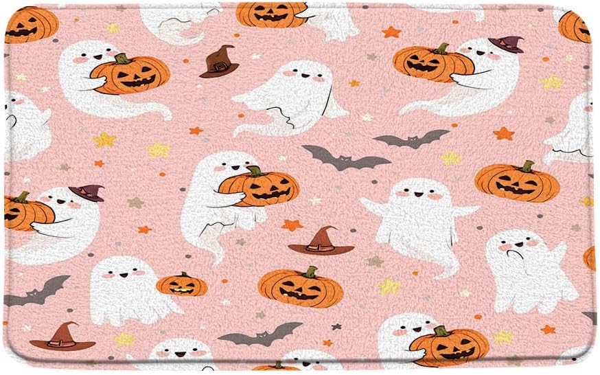 Halloween Ghost Pumpkin Bath Rug 16x24 Inch 1