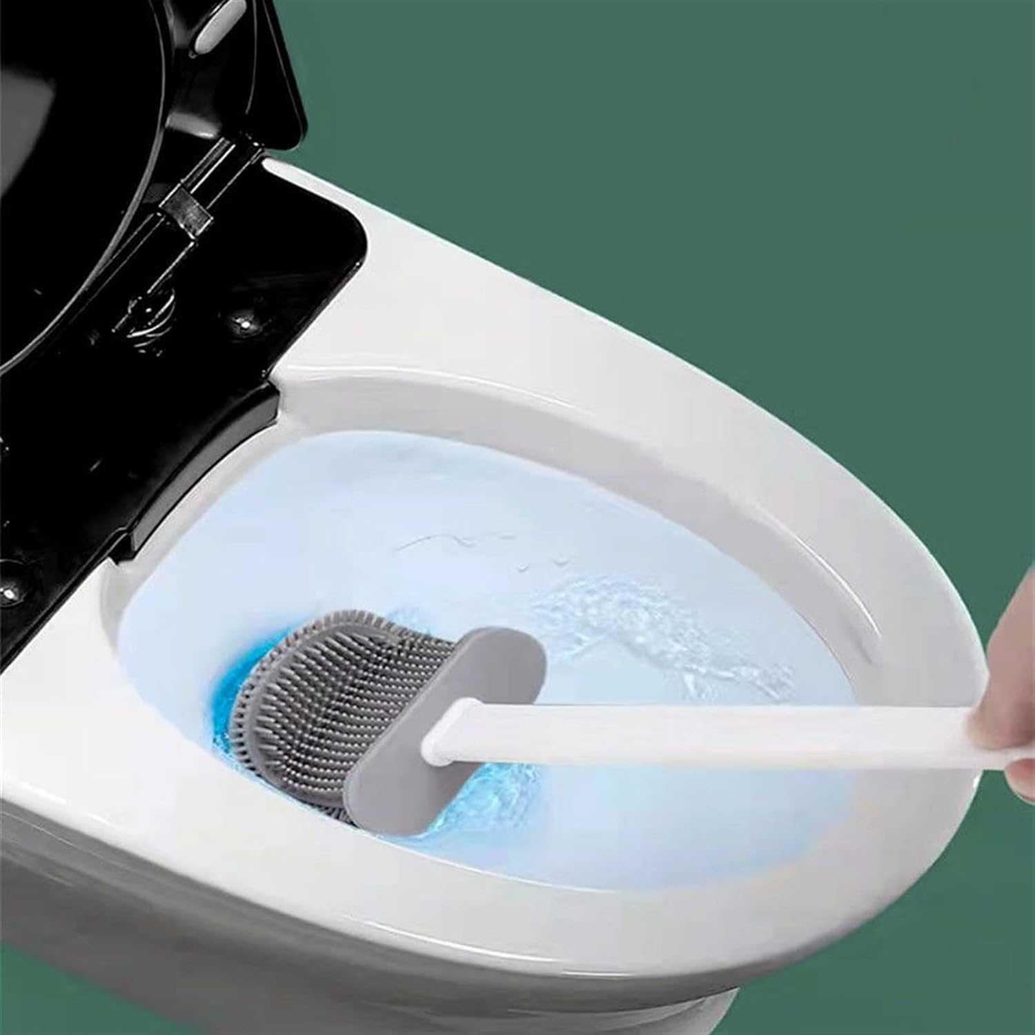 Stylish Toilet Brush with Holder Set - Green