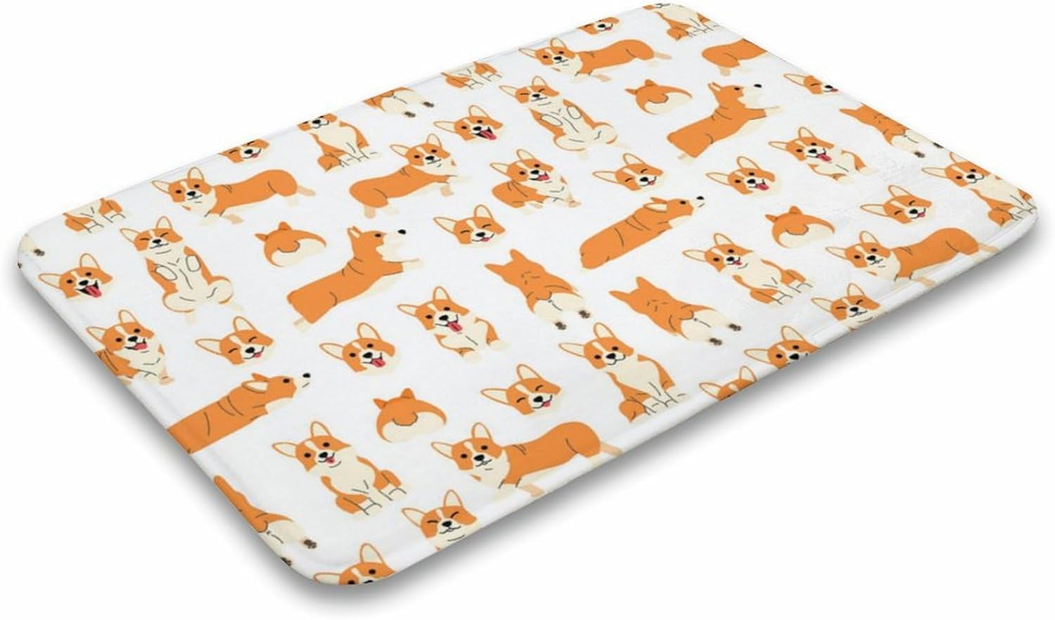 Soft Cozy Bath Rug with Cute Corgi Pattern