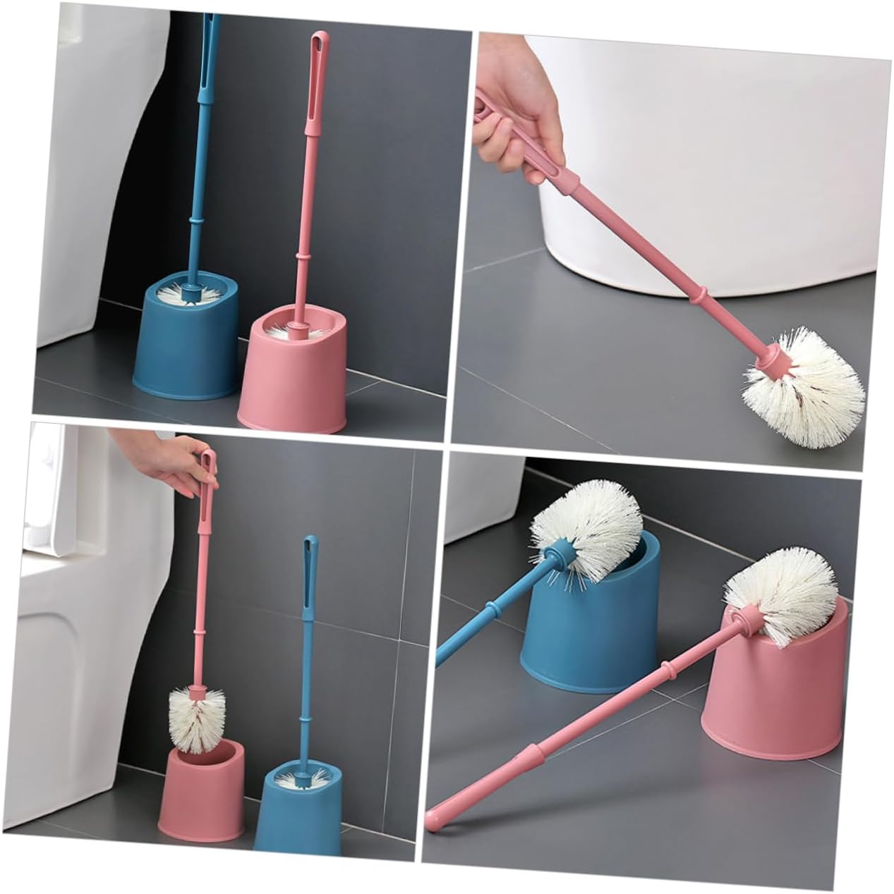 Beavorty 1set Bathroom Brush Cleaning Tool Holder with Long Handle Soft Bristle