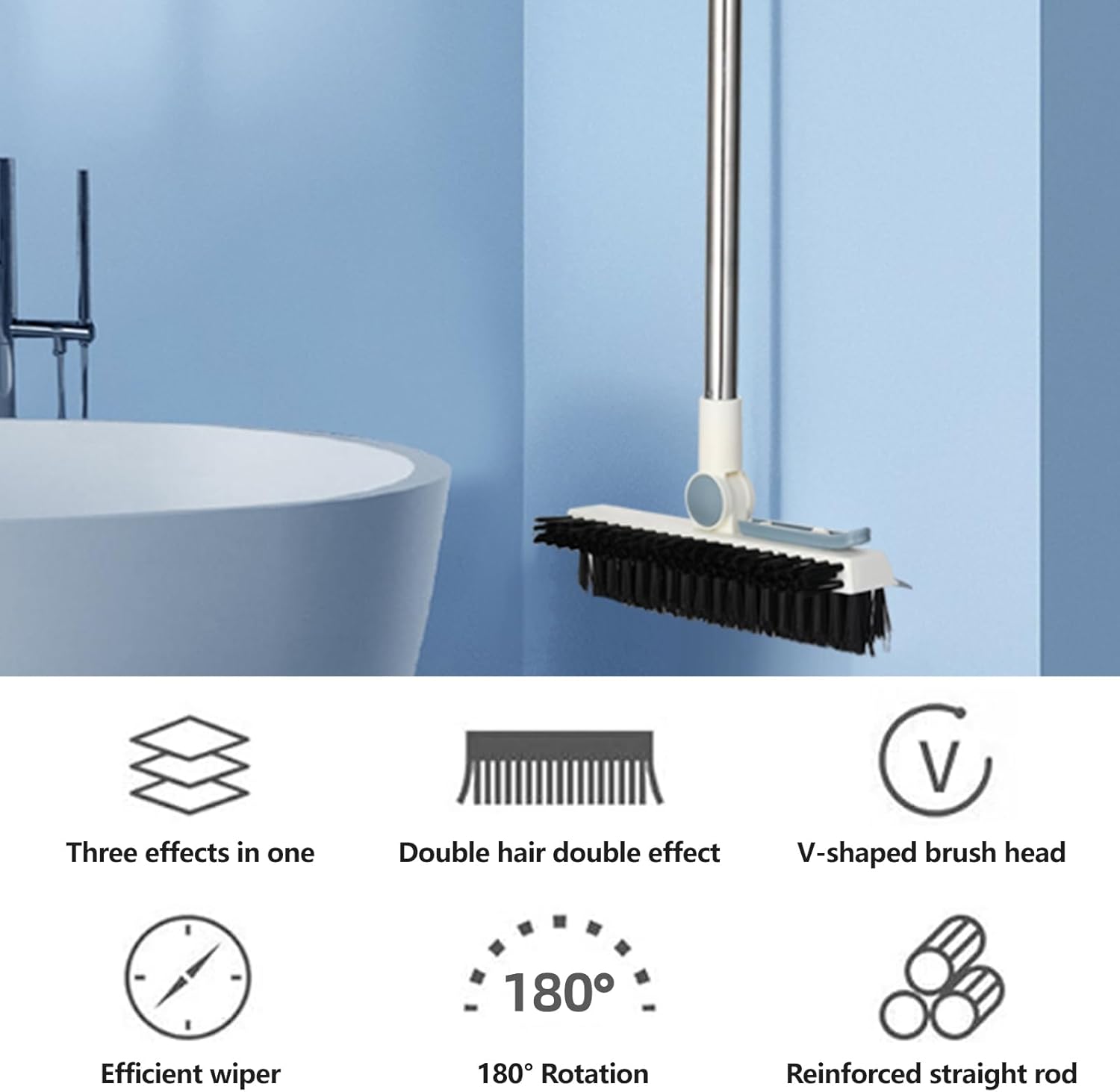 3 in 1 Floor Brush with Squeegee and Hair Removal