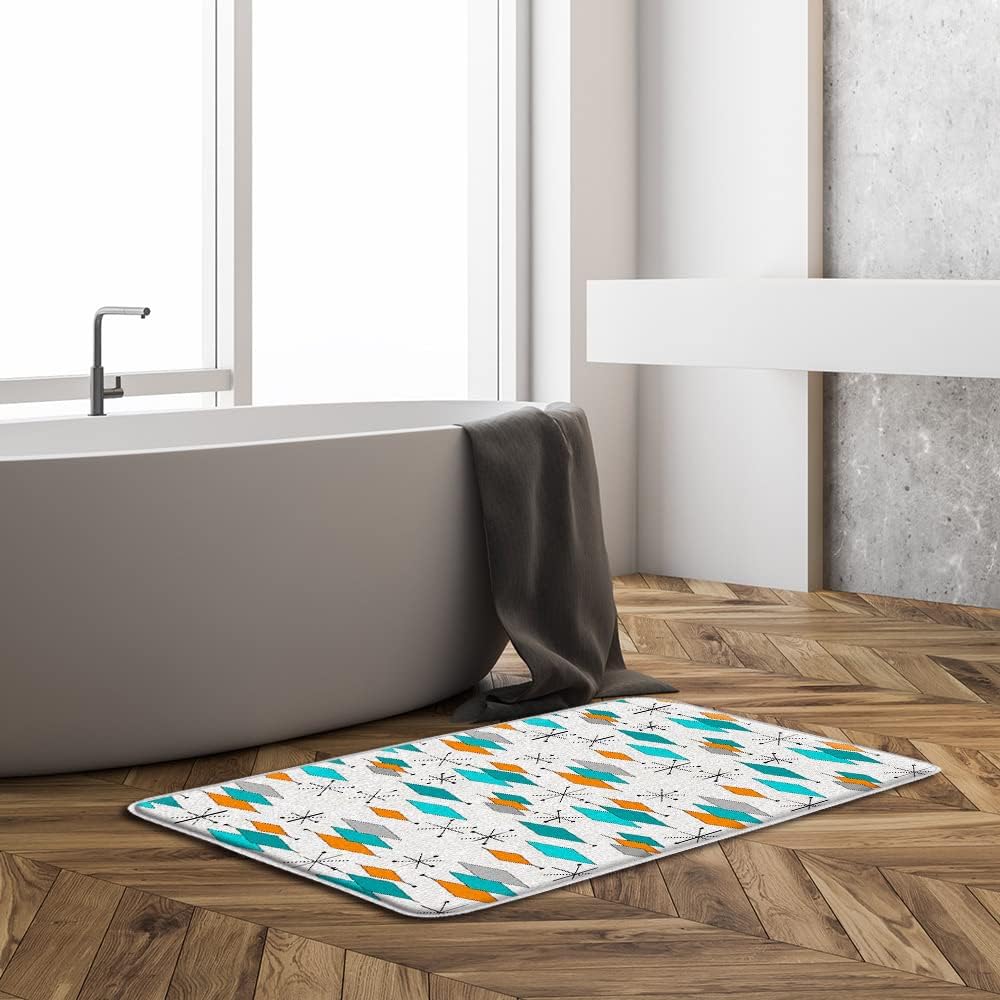 ZKJSMGS Turquoise Orange Geometric Bath Mat 178x295 Inch