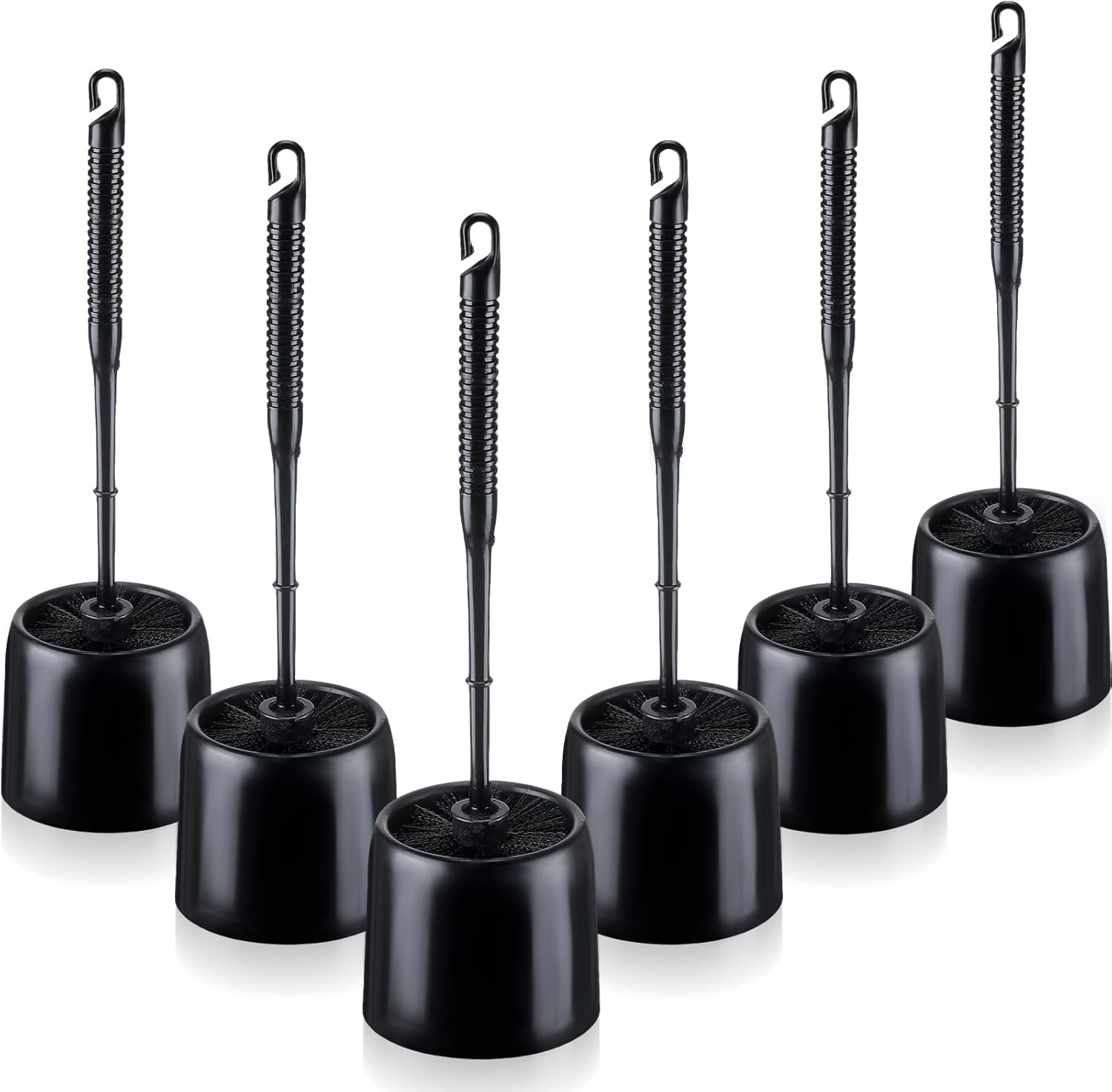 Roshtia 6-Piece Toilet Brush Set with Holder and Caddy Black