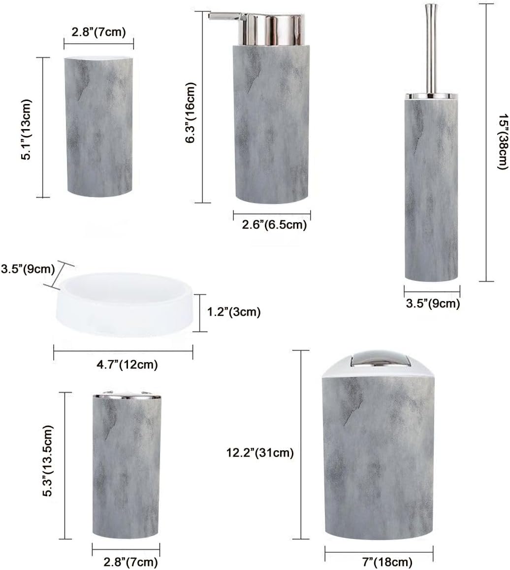 Boho Style 6 Piece Bathroom Accessory Set in Grey