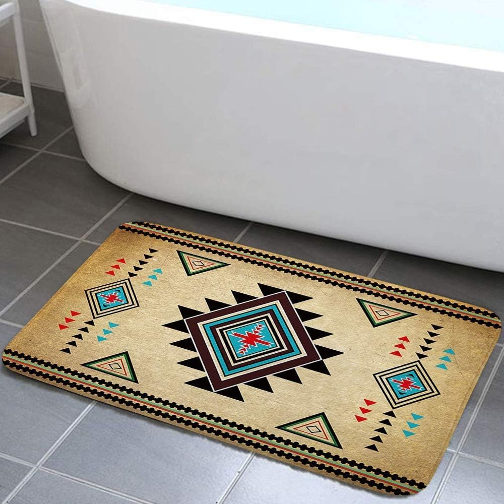 JAWO Southwest Pattern Bath Rug with Non-Slip Backing