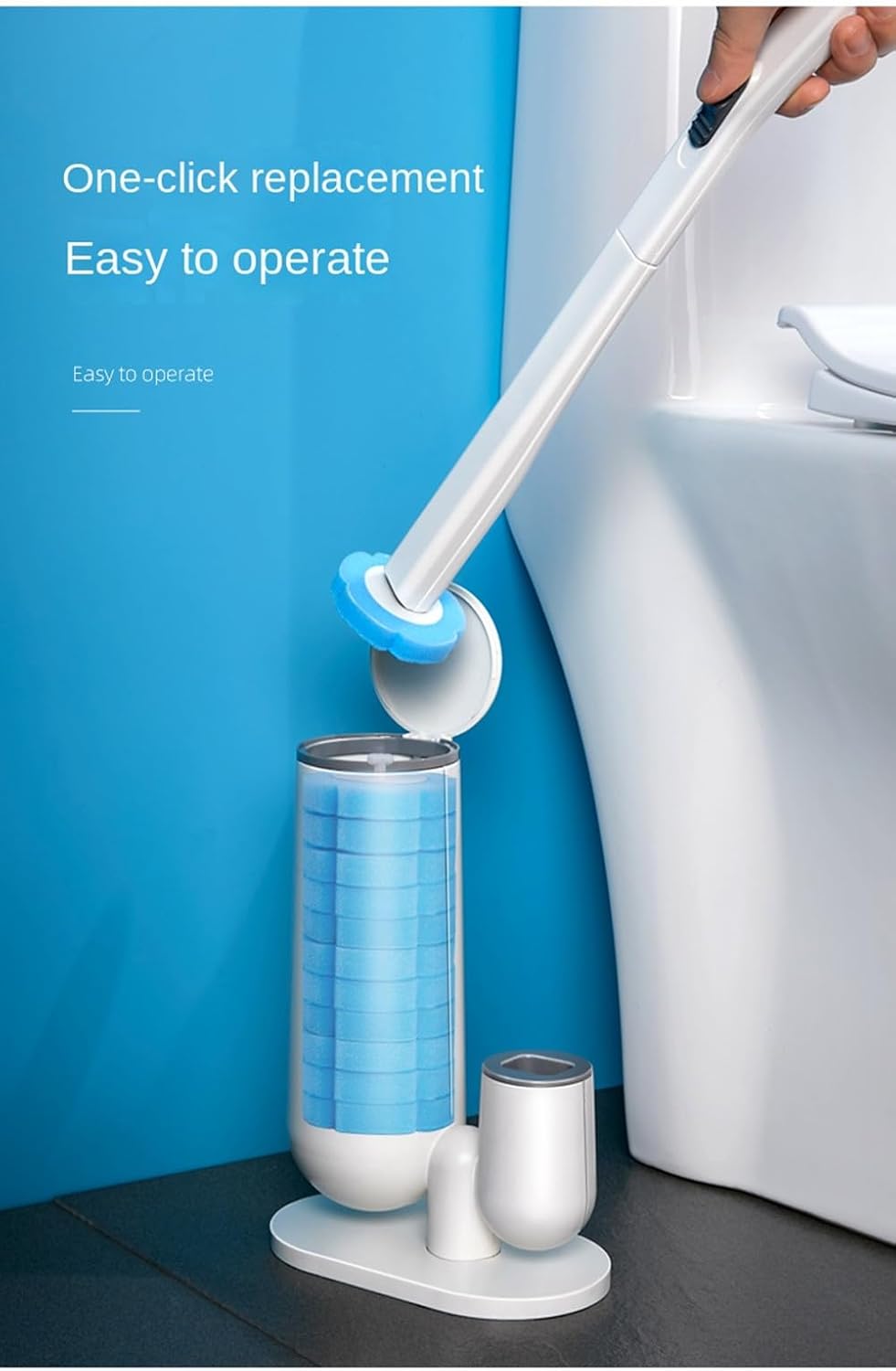 KAHIOE Automatic Toilet Brush with 24PCS Refills and Holder