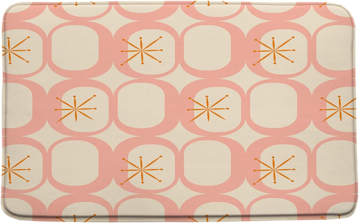 GCTNBJL Atomic Pink Geometric Bath Mat 16x24 Inch