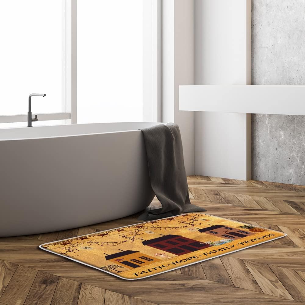 Sunhe Rustic Farmhouse Bath Mat Retro Star Design 178x295 Inch