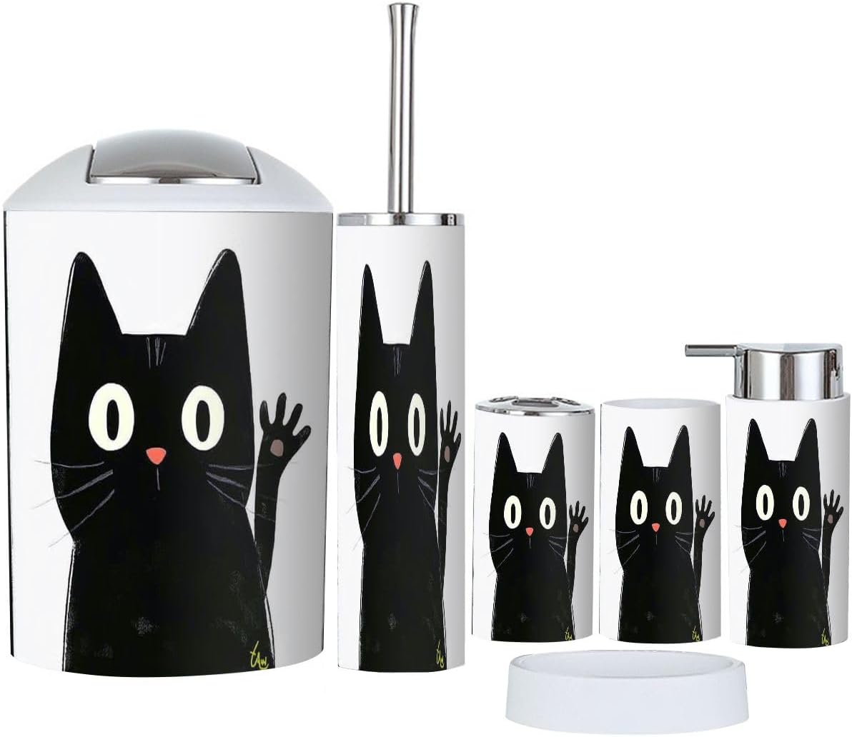 Boho Style 6 Piece Bathroom Accessory Set