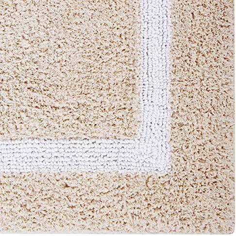 Better Trends 100 Cotton Bath Mat 30 Round Sand White Reversible