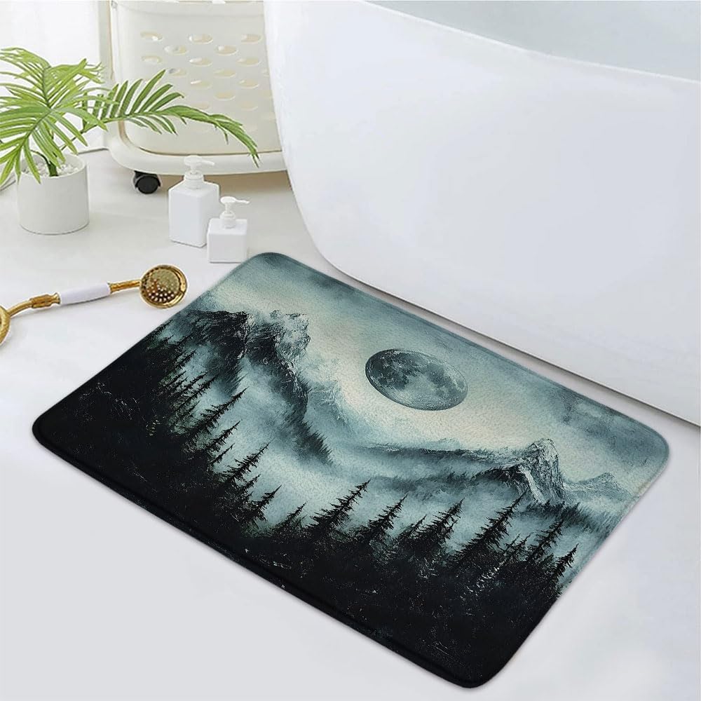 Forest Moonlight Bath Mat 16x24 Inch Non-Slip 1