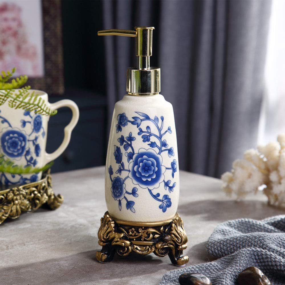 Vintage Ceramic Soap Dispenser with Gold Pump