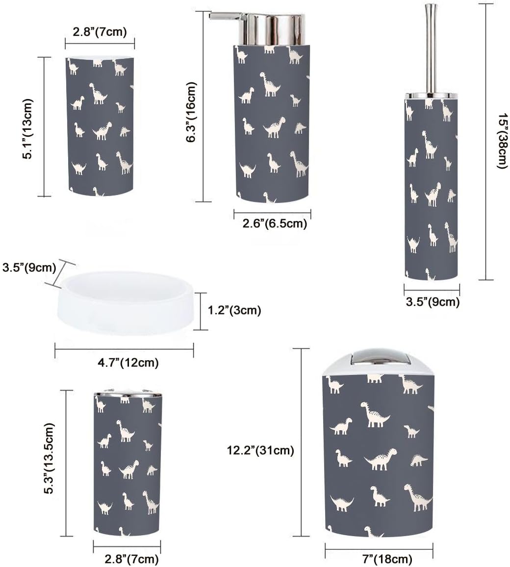 Boho Dinosaur Bathroom 6-Piece Accessory Set