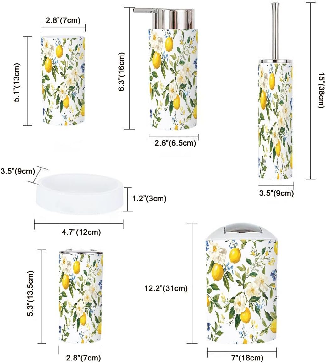 Boho Peony Bathroom Accessory Set 6 Piece