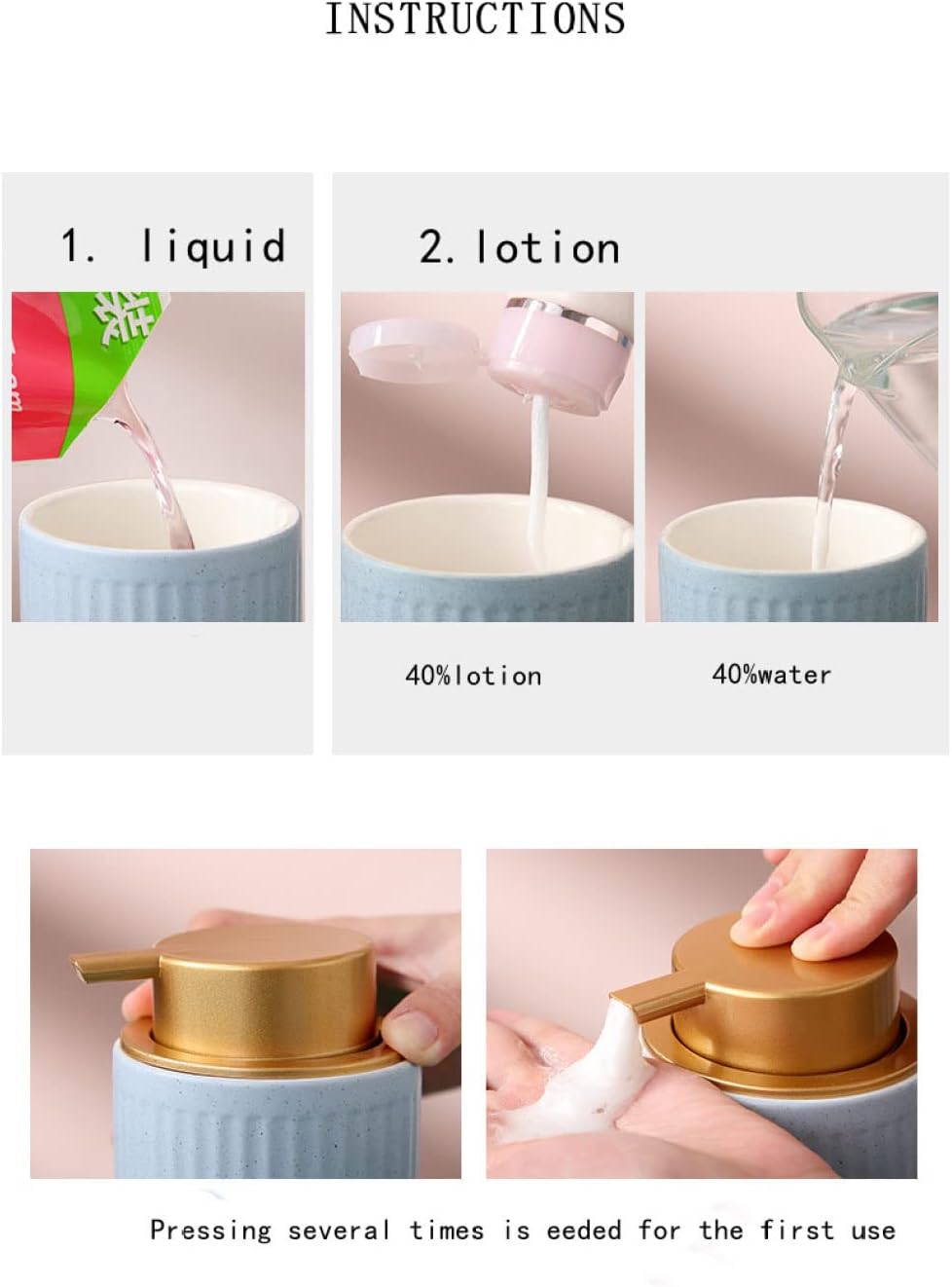 SAFWE Foaming Soap Dispenser Beige Ceramic Pump Head