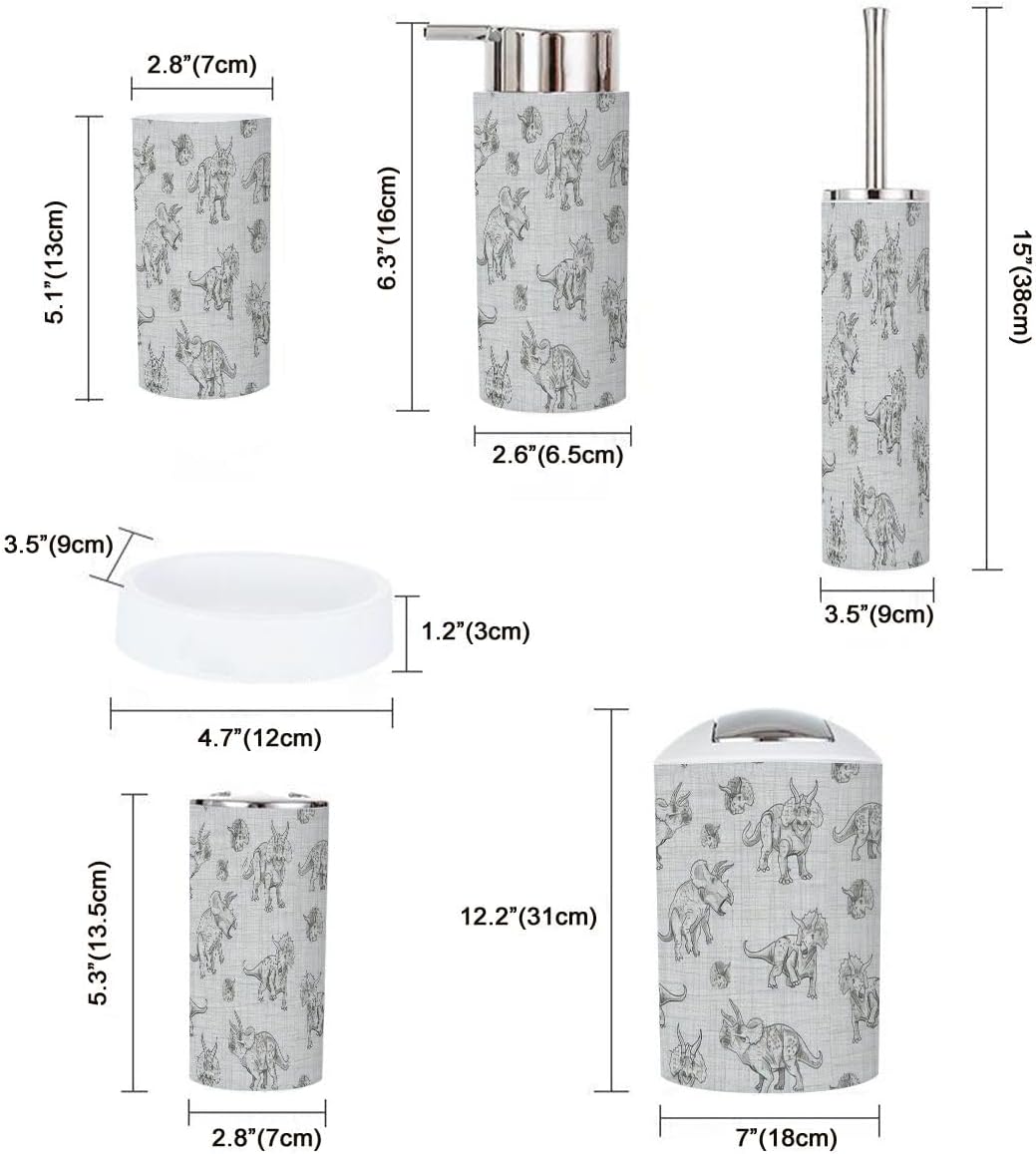 Boho Triceratops Bathroom Accessory Set 6 Piece