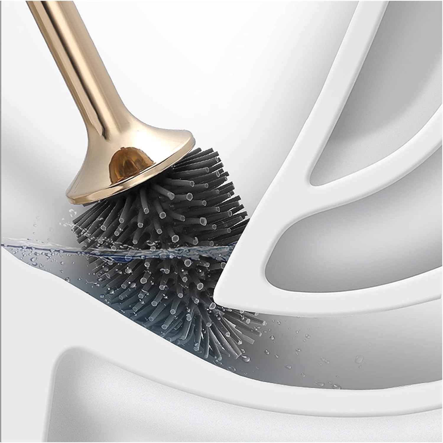LUCBEI Toilet Brush with Holder Black Long Handle