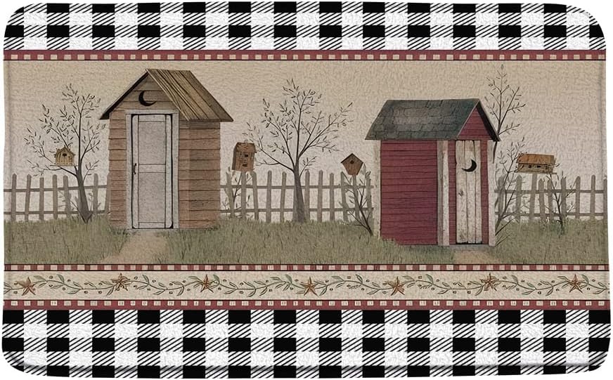 Primitive Outhouse Bath Mat Rustic Style 24x16