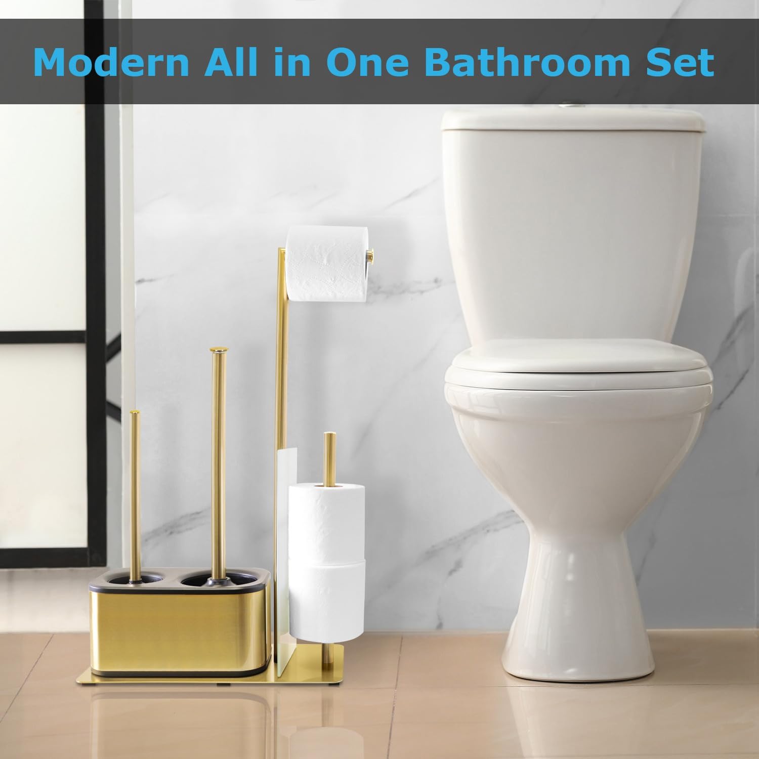 Blue Donuts Modern Bath Set for Toilet Organization