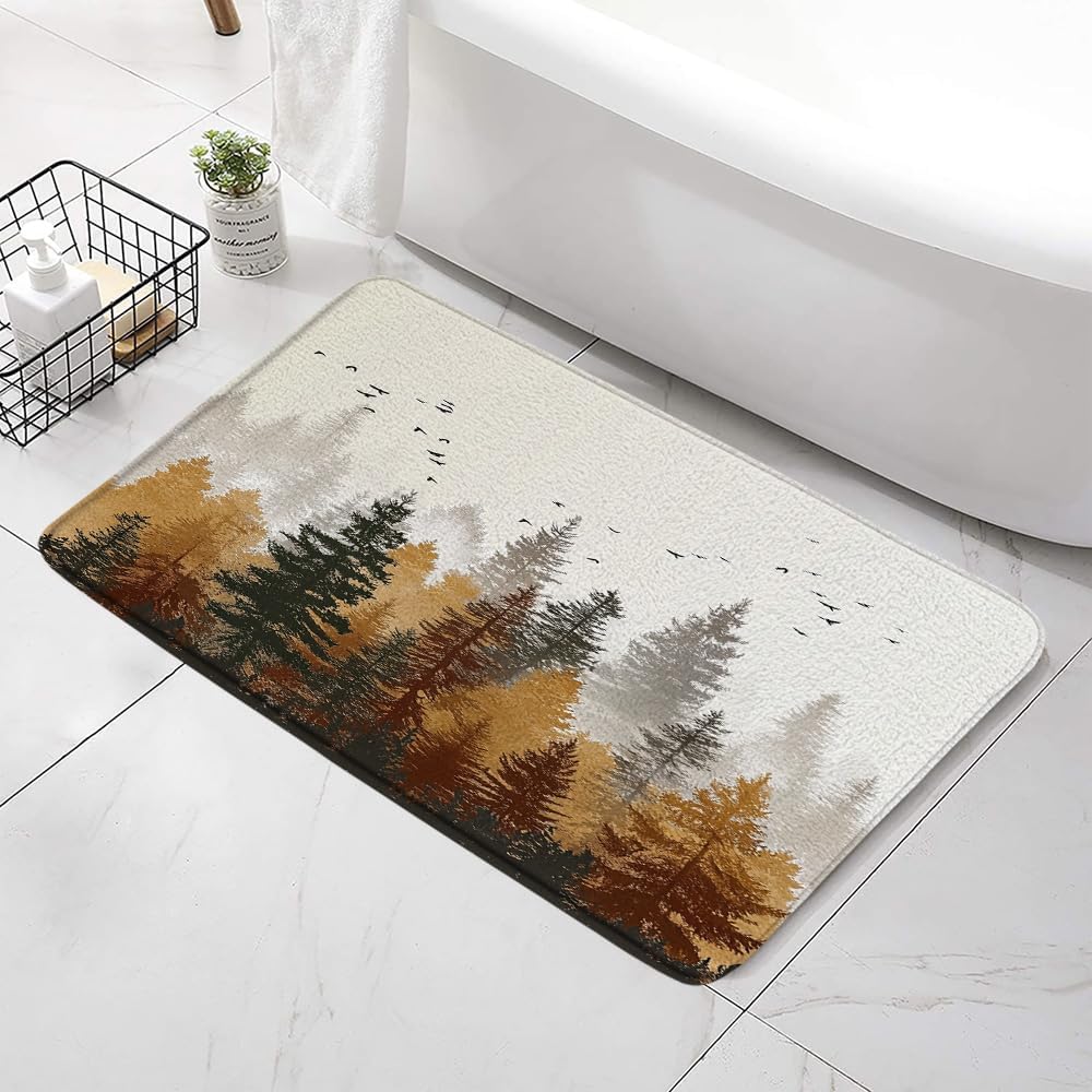 Fall Misty Forest Bath Mat 24x16 Inch