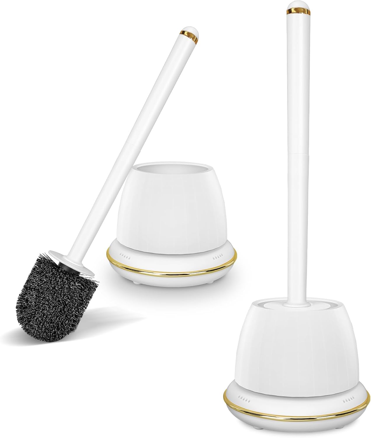 Gold Toilet Brush and Holder Set 2 Pack