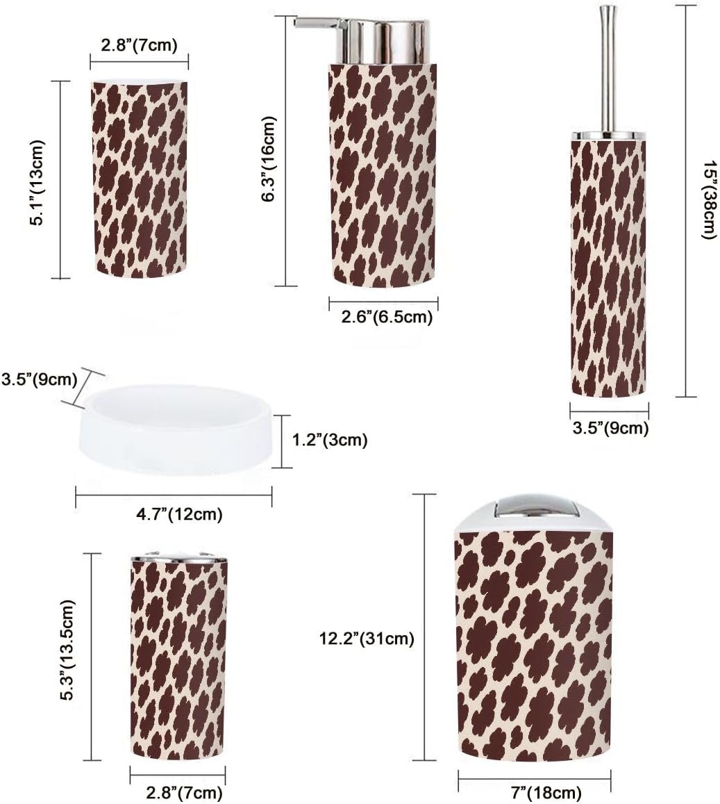 Boho Animal Print Bathroom Accessory Set 6 Piece