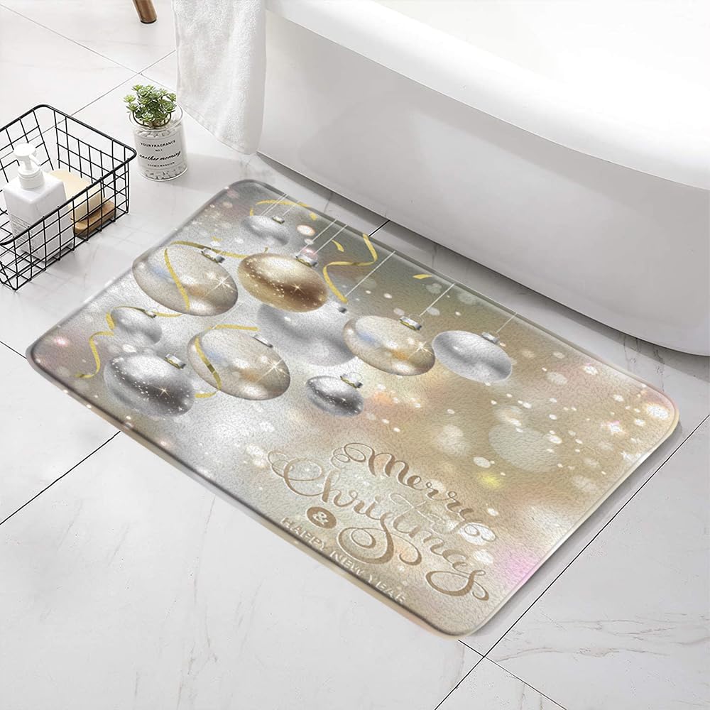 SATRTUD Christmas Ball Bath Mat 24x16 Inch