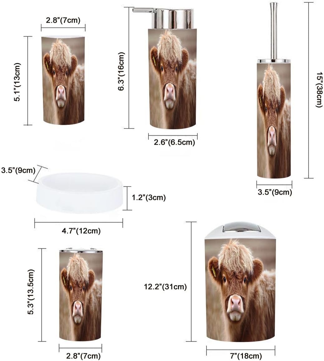 Boho Trash Can Set 6 Pieces Modern Bathroom Accessories