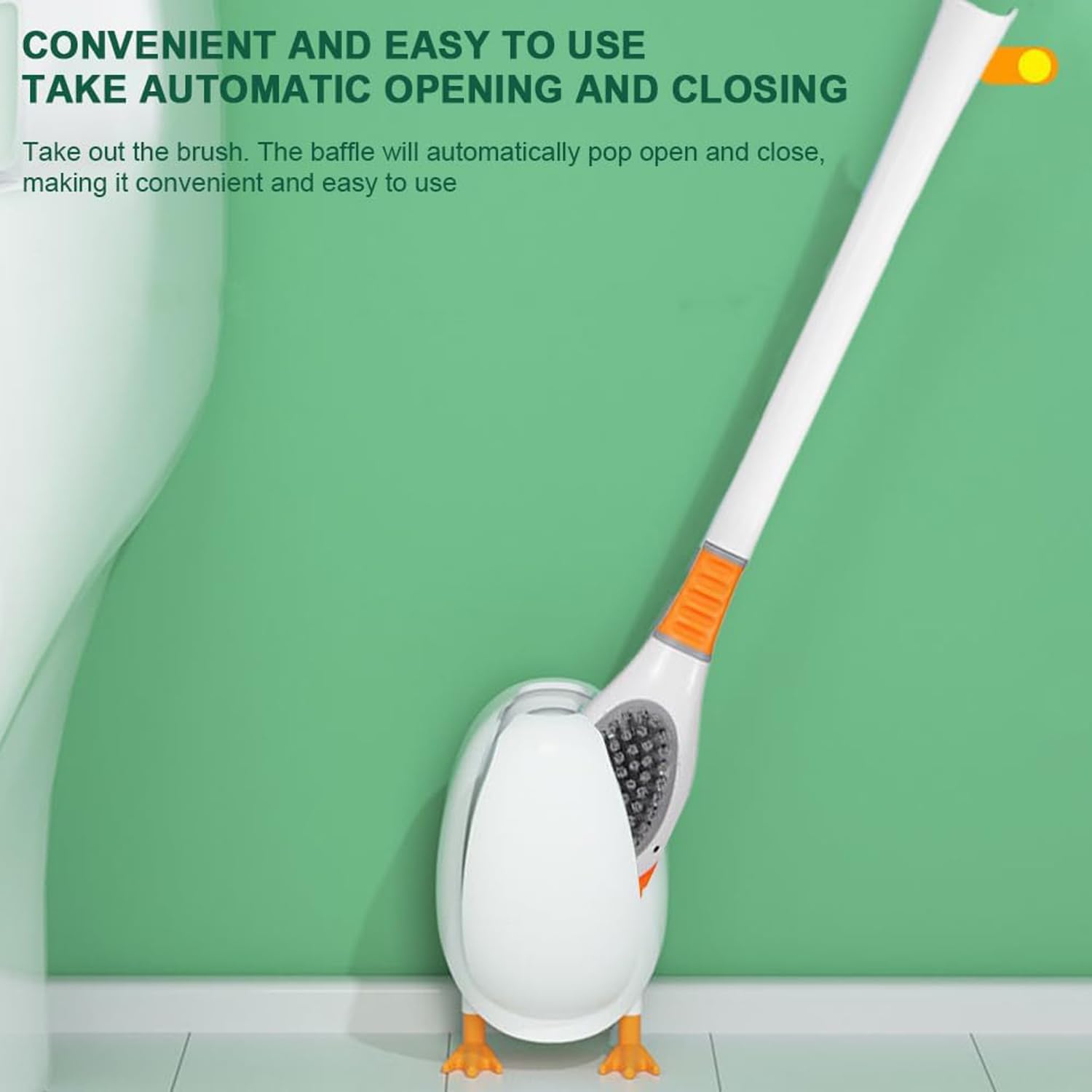 Duck Shape Space-Saving Toilet Brush Set